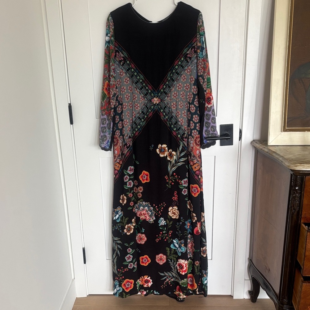Johnny Was Multicolor Floral Long Sleeve Dress